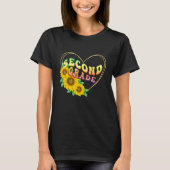 T-shirt 2nd second Grade Floral Heart Back To School Teach (Devant)