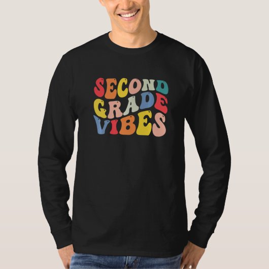T-shirt 2nd Second Grade Vibes Teacher Back To School Retr (Devant)