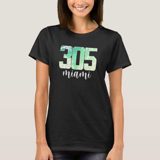 T-shirt 305 Plages Et Soleil De Miami Palm Trees (Devant)