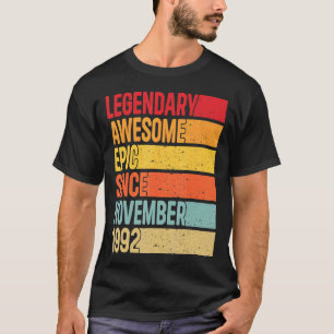 T-shirt 30 Ans Epic Légendaire Awesome Depuis Novembe