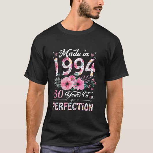 T-shirt 30 Ans Fabriqué En 1994 Floral 30e Anniversaire Ca (Devant)