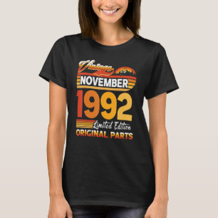 T-shirt 30 ans Retro Vintage novembre 1992 30e Birt