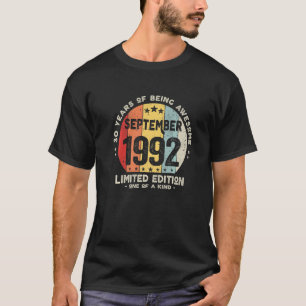 T-shirt 30 ans Vieux septembre 1992 30e anniversaire 1