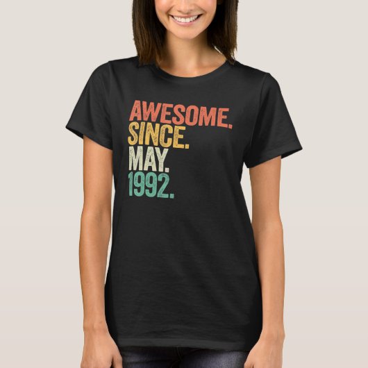 T-shirt 30 Year Old Awesome Since May 1992 30th Birthday M (Devant)