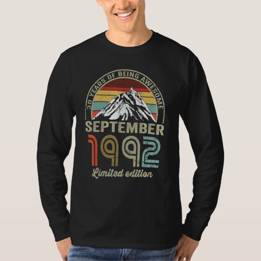 T-shirt 30 Year Old September 1992 30th Bday (Devant)