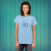 T-shirt 30e anniversaire fête Gris Script bleu
