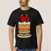 T-shirt 30e anniversaire — Fun Cake & Candles, avec nom pe (Devant)