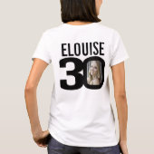 T-shirt 30e anniversaire grand trois oh nom photo noir bla (Dos)