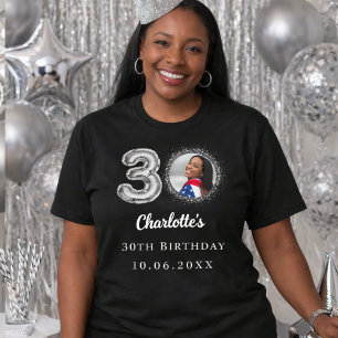 T-shirt 30e anniversaire noir argent photo