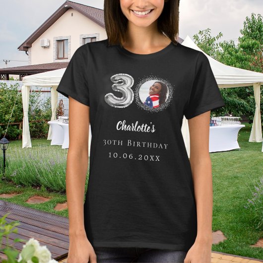 T-shirt 30e anniversaire noir argent photo