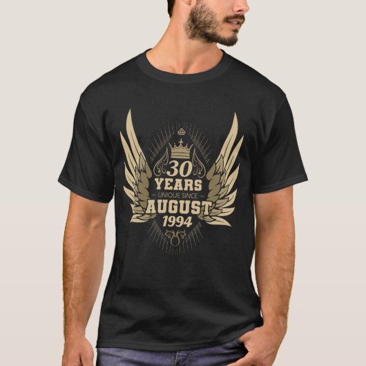 T-shirt 30e anniversaire unique depuis août 1994 ailes (Devant)