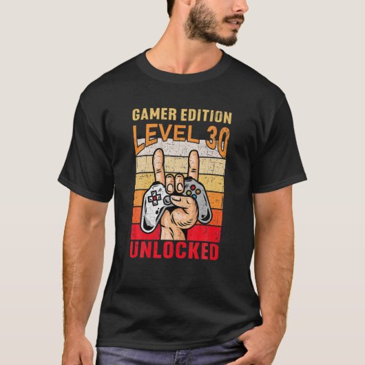 T-shirt 30E Anniversaire Video Gamer Edition Niveau 30 Dév (Devant)
