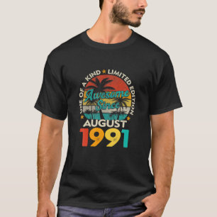 T-shirt 30E Anniversaire Vintage Août 1991 30 Ans Ret