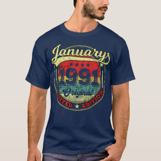 T-shirt 30e anniversaire Vintage janvier 1991 30 ans Cadea
