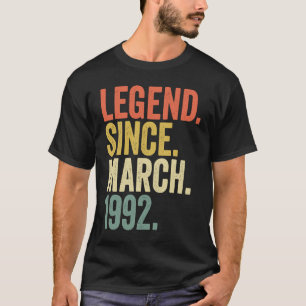 T-shirt 31 ans 31e anniversaire Légende depuis mars 1992