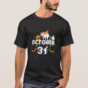 T-shirt 31 octobre Halloween Citrouille Skeleton Ghost Cat