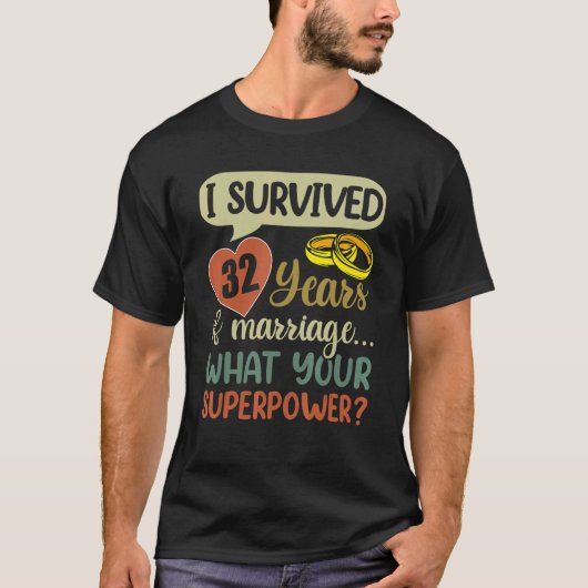 T-shirt 32e anniversaire de mariage Couples I Survived 32  (Devant)