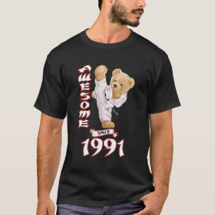 T-shirt 32E Anniversaire Hommes Femmes 1991 Awesome Karate