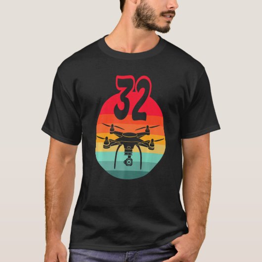 T-shirt 32e Anniversaire I Télécommande Rétro Drones Avec  (Devant)