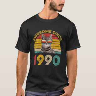 T-shirt 32Ème Anniversaire Drôle Chat Vintage 32 Ans Étonn