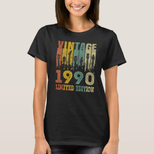 T-shirt 33 ans Vintage 1990 Guitare 33e anniversaire