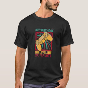 T-shirt 33e Anniversaire Gamer niveau complet Gamer 33 ans