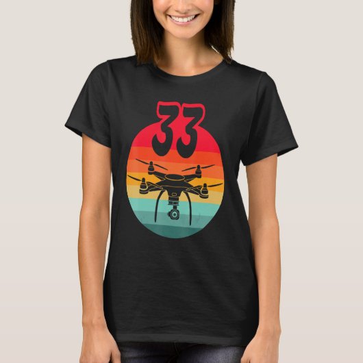 T-shirt 33e Anniversaire I Télécommande Rétro Drones Avec (Devant)