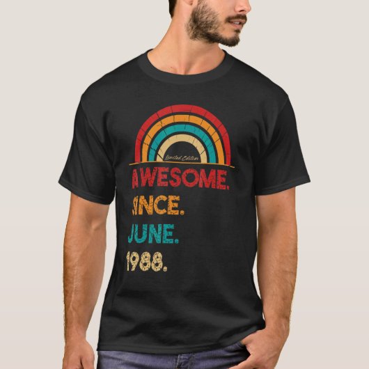 T-shirt 34 Ans Awesome depuis Juin 1988 34ème Anniversaire (Devant)