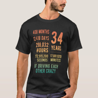 T-shirt 34 Ans de Mariage Drôle 34e Anniversaire de Mariag