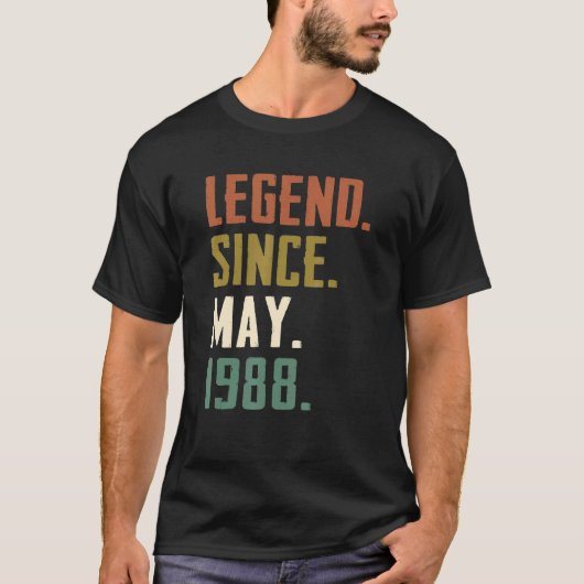 T-shirt 34 Ans Légende depuis mai 1988 34e anniversaire (Devant)