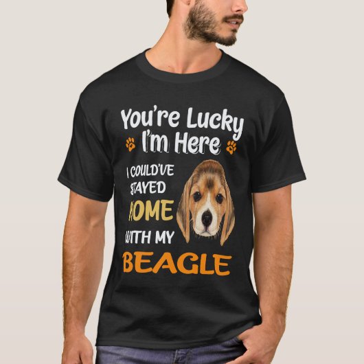 T-shirt 34 suis resté à la maison avec mon Beagle (Devant)