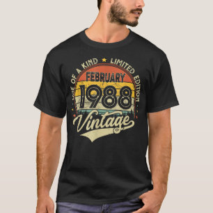 T-shirt 34e Anniversaire Cadeaux 34 Ans Retro Né À Febru