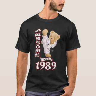 T-shirt 34E Anniversaire Hommes Femmes 1989 Awesome Karate