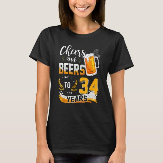 T-shirt 34e Anniversaire Soeurs Et Bières À 34 Ans Né En (Devant)