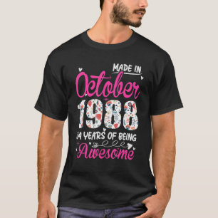 T-shirt 34e anniversaire stupéfiant depuis Octobre 1988 Fl