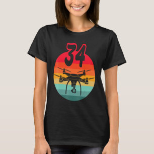 T-shirt 34ème Anniversaire I Télécommande Rétro Drones Ave