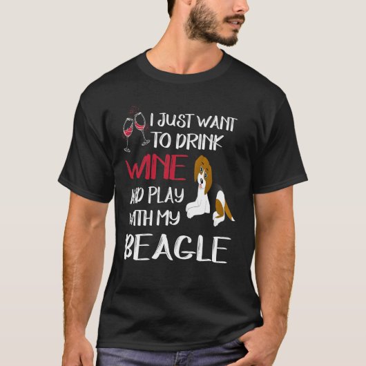 T-shirt 352 Boire Du Vin Et Jouer Avec Mon Beagle (Devant)