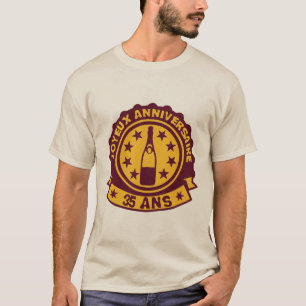 T-shirt 35 ans anniversaire bouteille champagne logo tampo