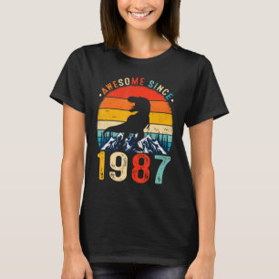 T-shirt 35 Ans Awesome Depuis 1987 Dinosaur 35e Birt