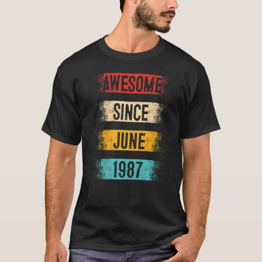 T-shirt 35 Ans Awesome depuis Juin 1987 35e Anniversaire (Devant)