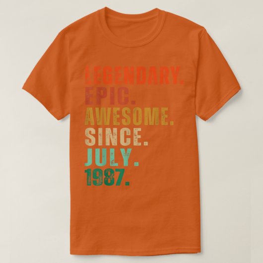 T-shirt 35 Ans Funny Awesome Depuis Juillet 1987 35th Bi (Design devant)