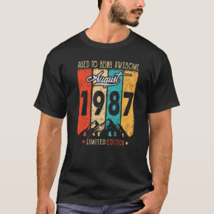 T-shirt 35 ans Retro Vintage août 1987 35e anniversaire