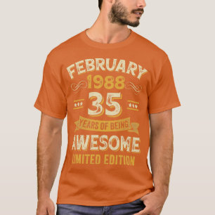 T-shirt 35 Ans Vintage Février 1988 35e anniversaire