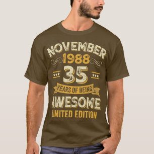T-shirt 35 Ans Vintage novembre 1988 35e anniversaire