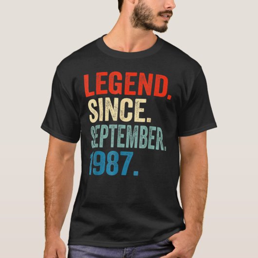 T-shirt 35 Years Old  Legend Since September 1987 35th Bir (Devant)