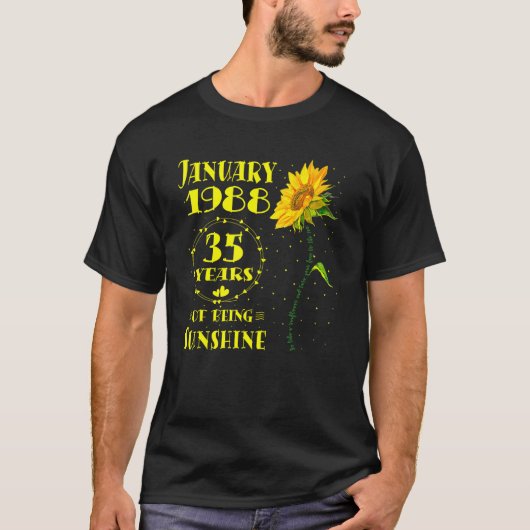 T-shirt 35e anniversaire 35 ans tournesol né janvier (Devant)