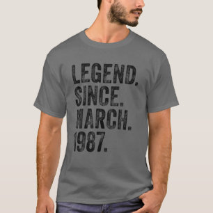 T-shirt 35E Anniversaire Mars Né 35 Ans Légende Depuis 198