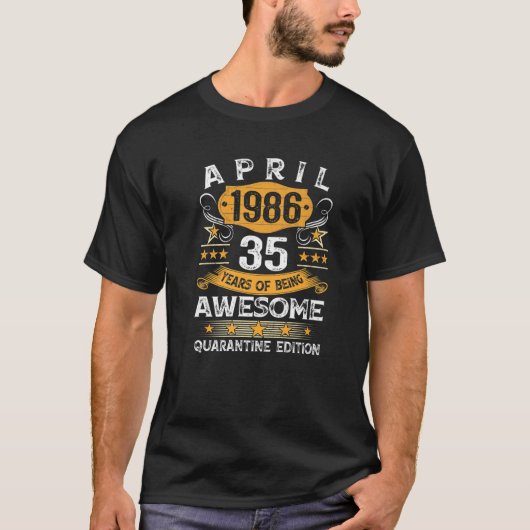 T-shirt 35E Anniversaire Retro Limited Edition Avril 1986 (Devant)
