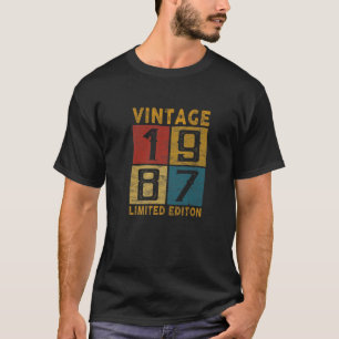 T-shirt 35E Anniversaire Vintage 1987 Né En 1987 35 Ans
