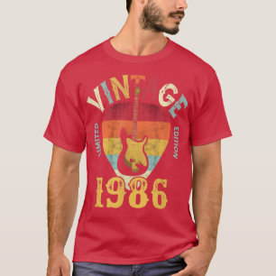T-shirt 36 ansVintage 1986 Médaille de guitare pour 36e an